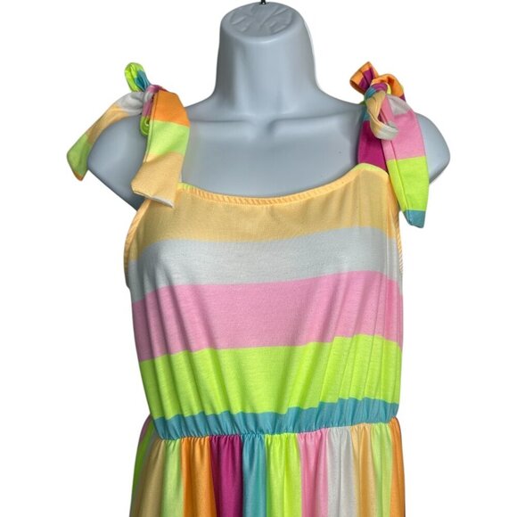 GirlyGoGarter Striped Sleeveless Maxi Dress | Size M | Fairy Rainbow Key Details - Picture 2 of 11